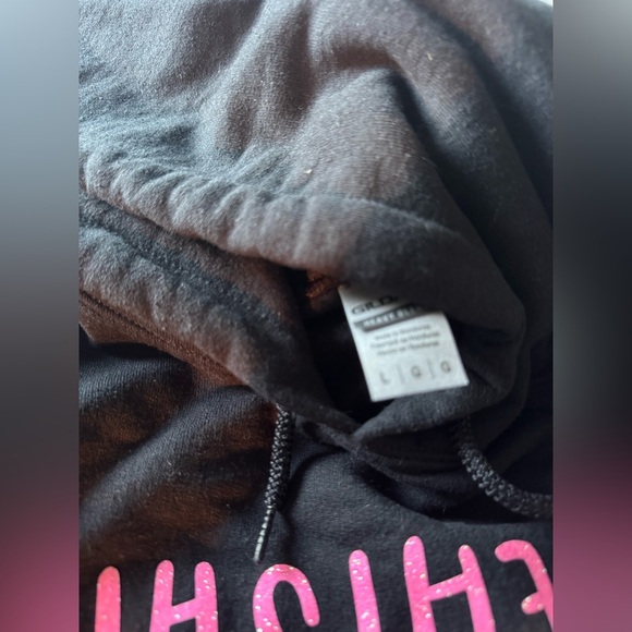 Black thick hoodie with pink sparkly - Picture 4 of 5
